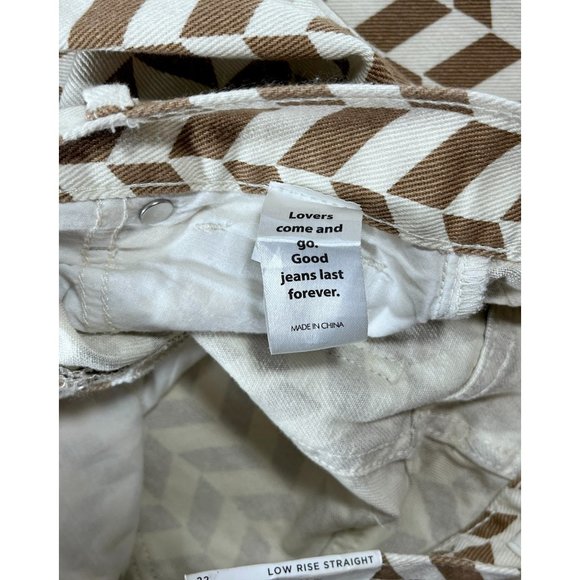 Pacsun Jeans Low Rise Brown Chevron Straight Leg Slit Denim Pants Womens 24” - Picture 11 of 11